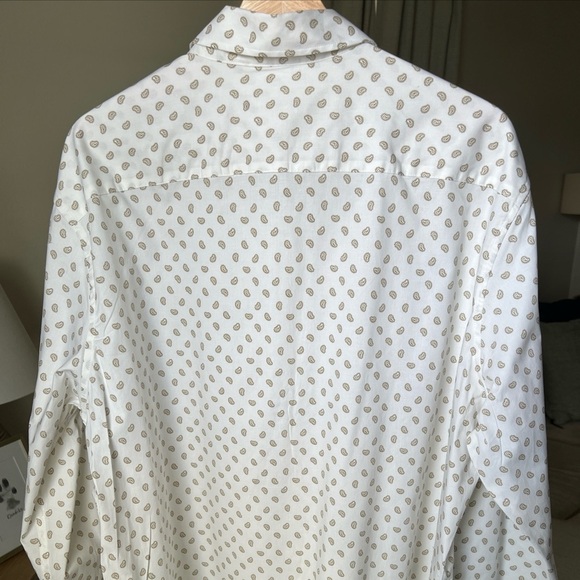 Michael Kors Men’s Slim Fit Stretch White/Tan Pattern Button Up Size XXL NWT $98 - Picture 7 of 13